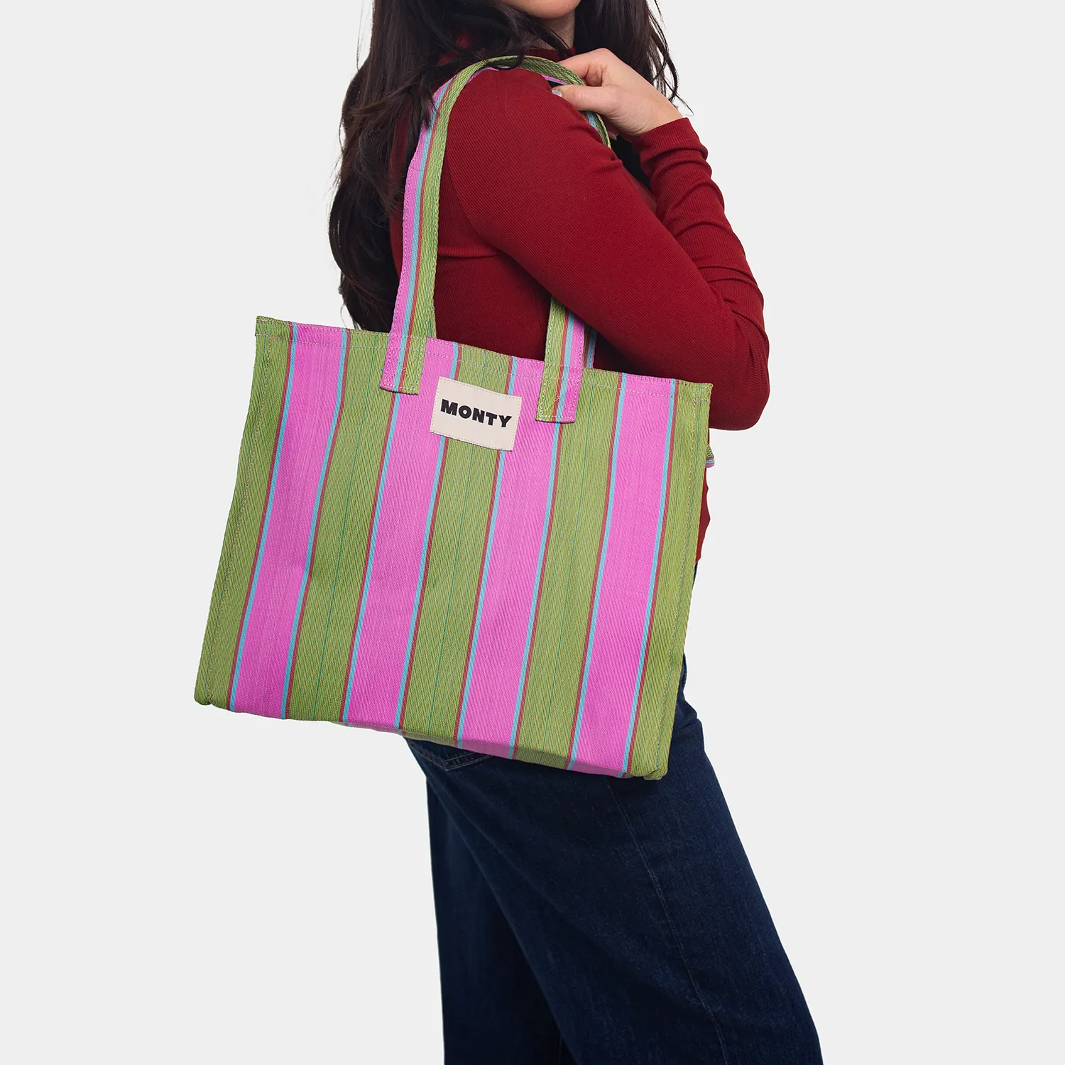 Medium Recycled Nylon - Flamingo & Matcha - Image 4